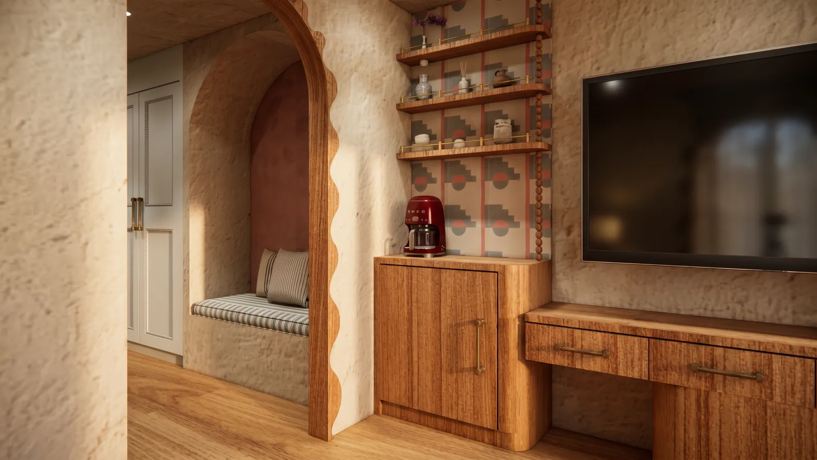 Rendered hospitality interior