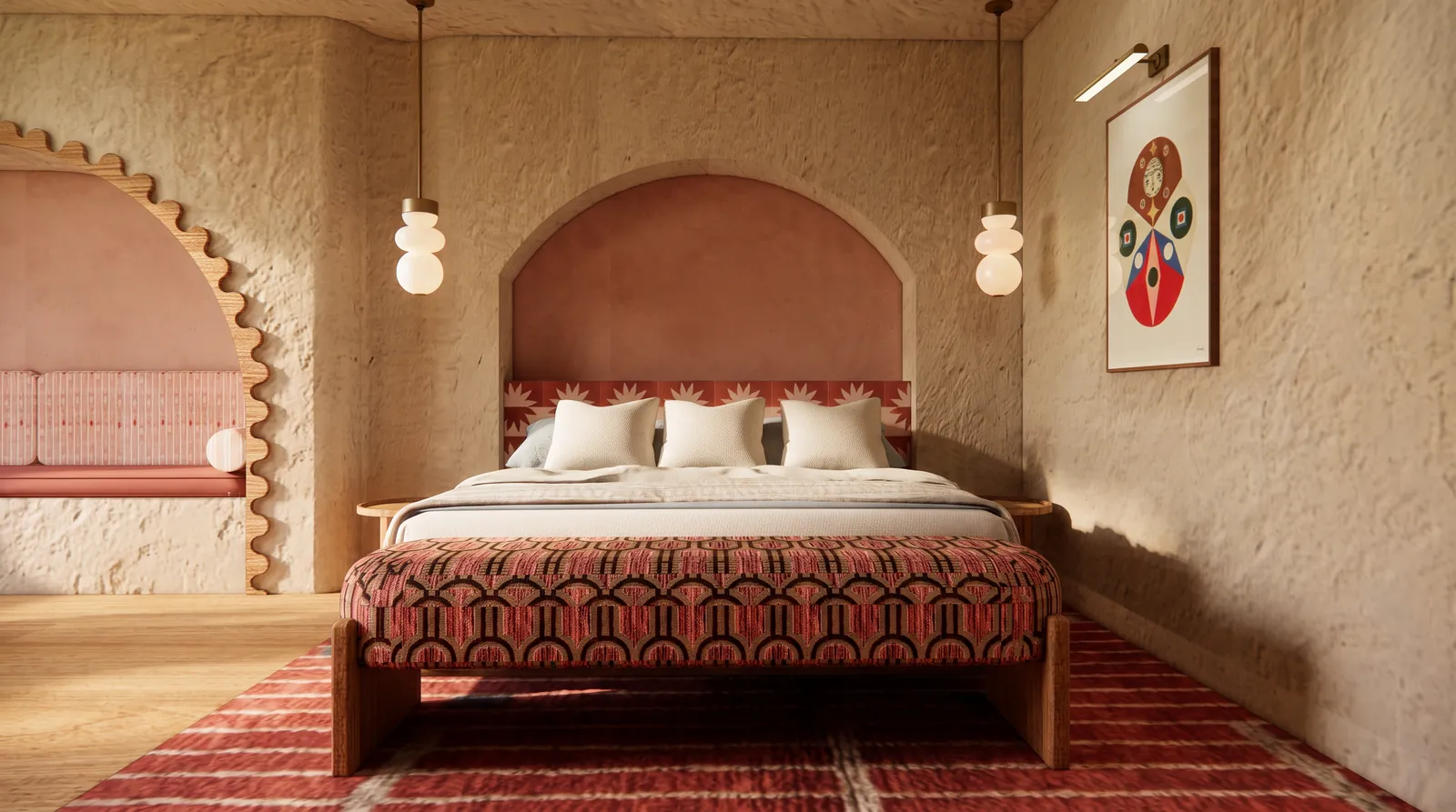 Rendered hospitality interior
