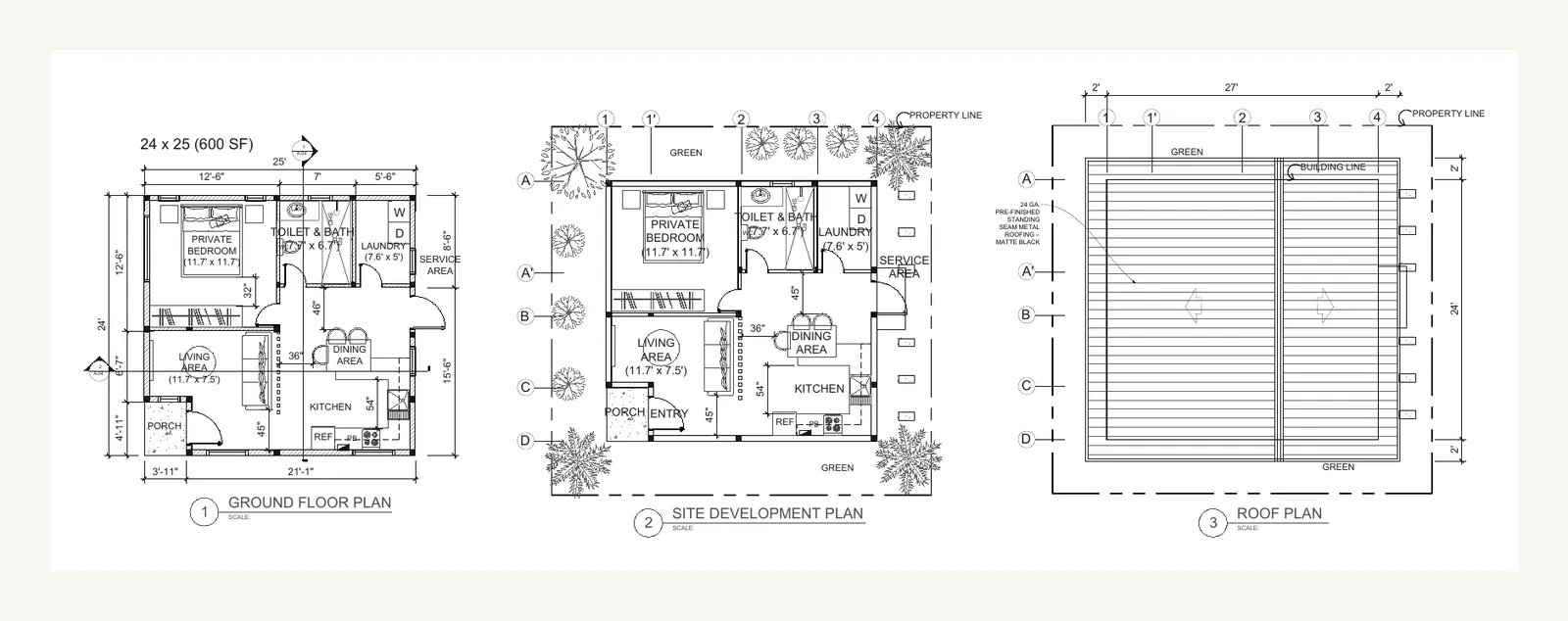 ADU floor plan and site plan