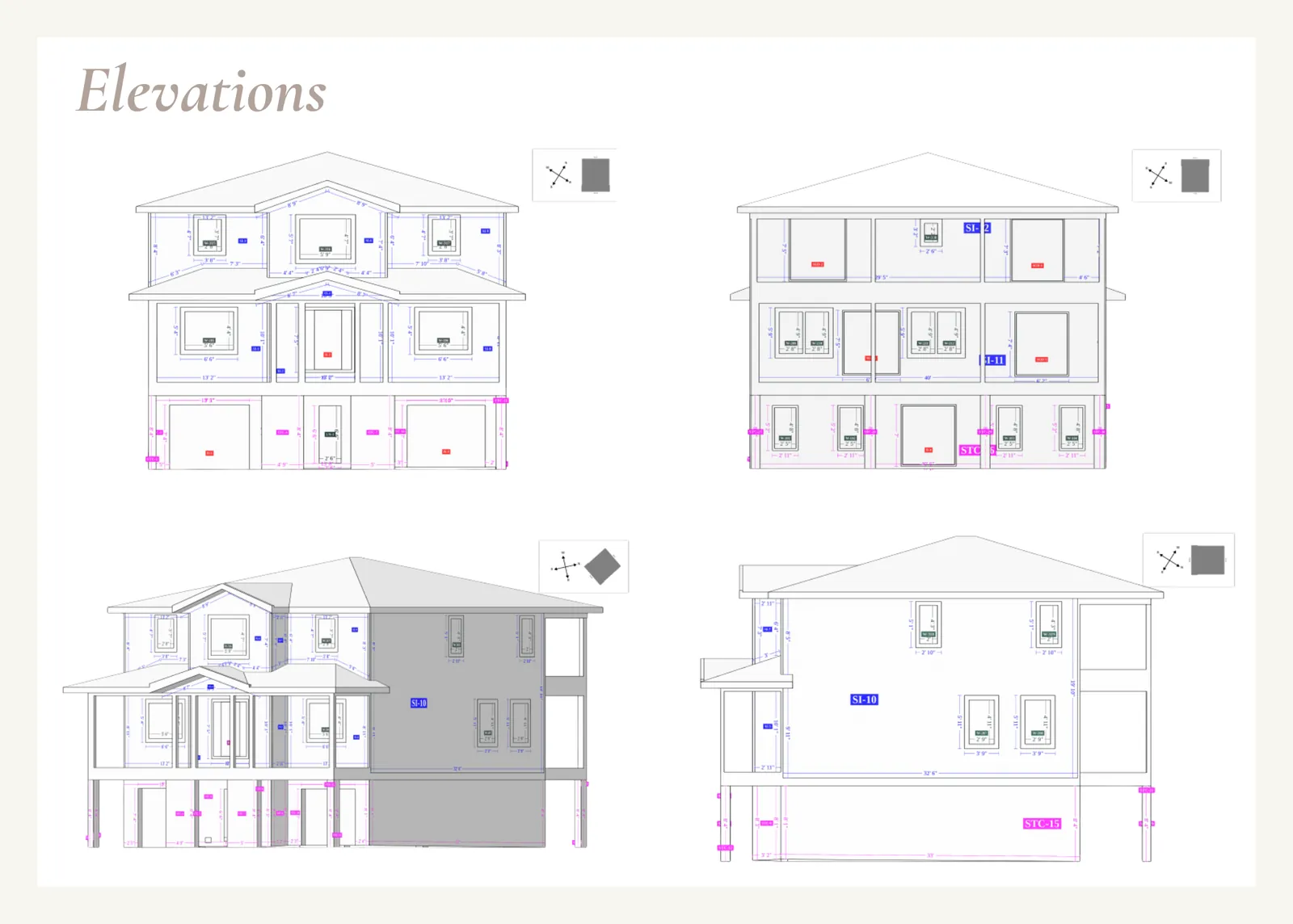Exterior elevations of a coastal residence