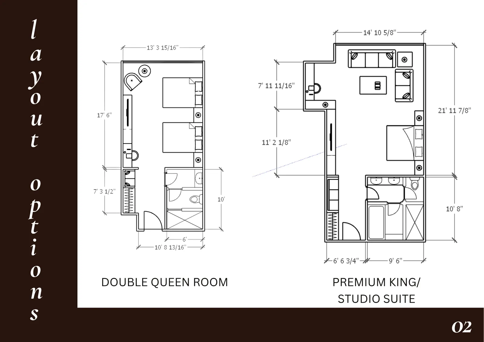 Double queen and premium king layouts