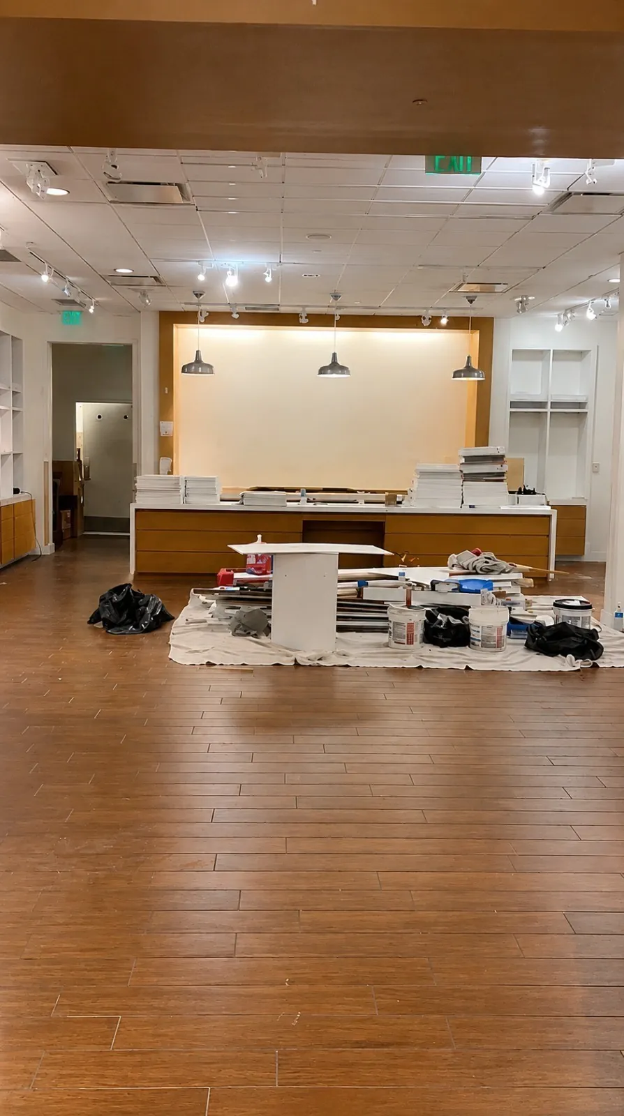 The retail space under construction